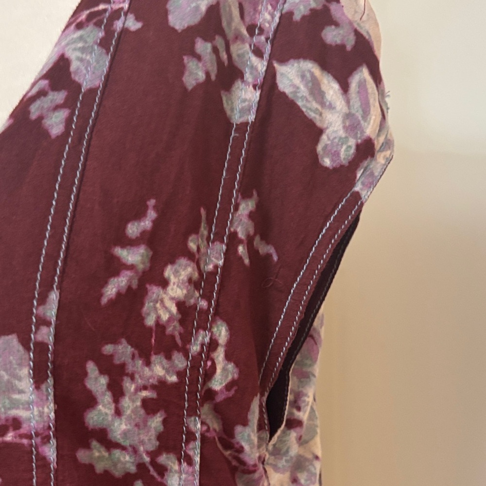 Free People Sully Floral Pleated Mini Dress Raisin Combo XS - Picture 7 of 12